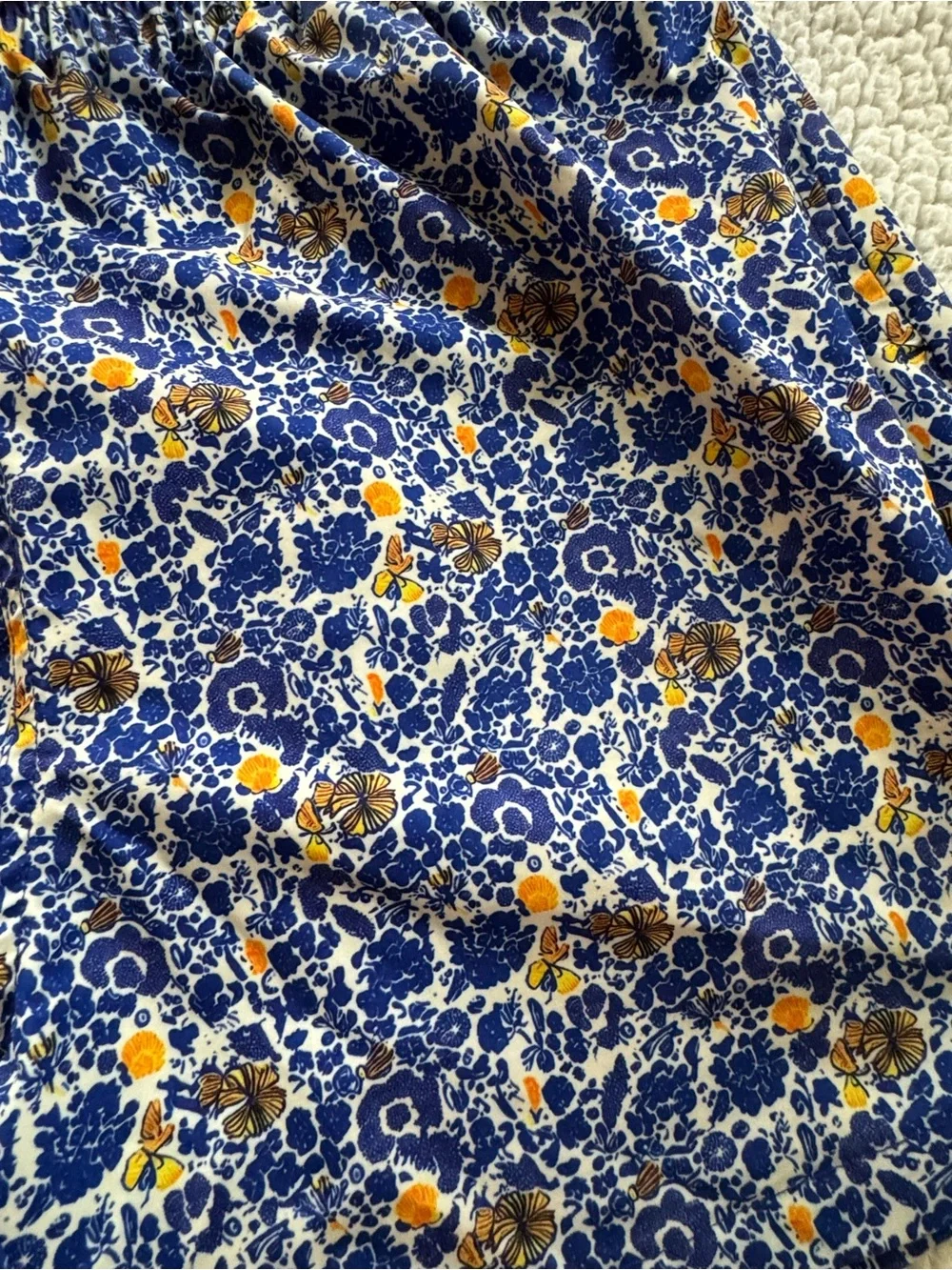 Strawberry Milk Mob Blue Swim Shorts with Yellow Drawstring